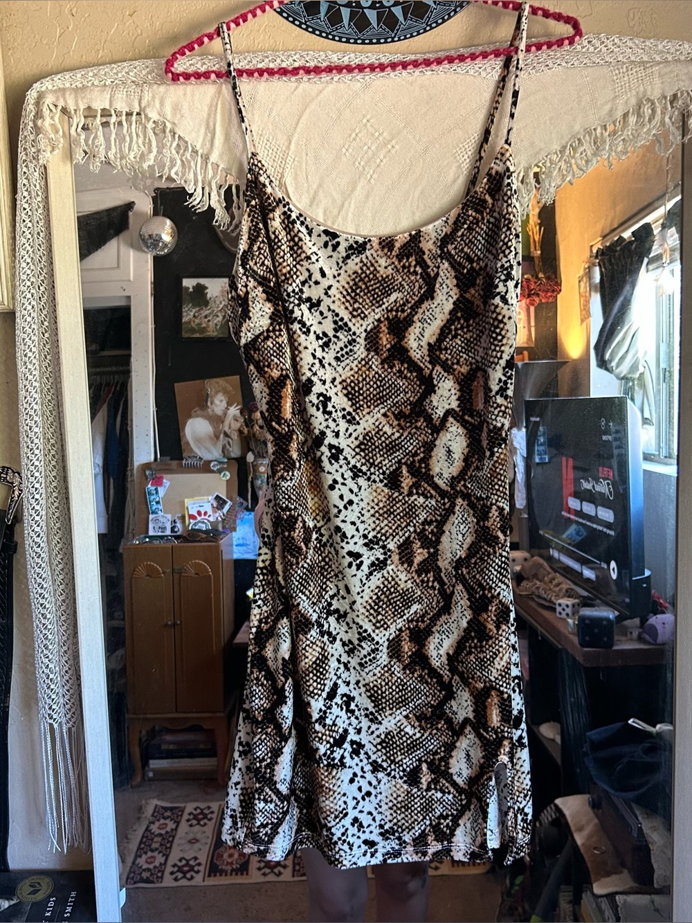 Y2K snake skin velvet dress